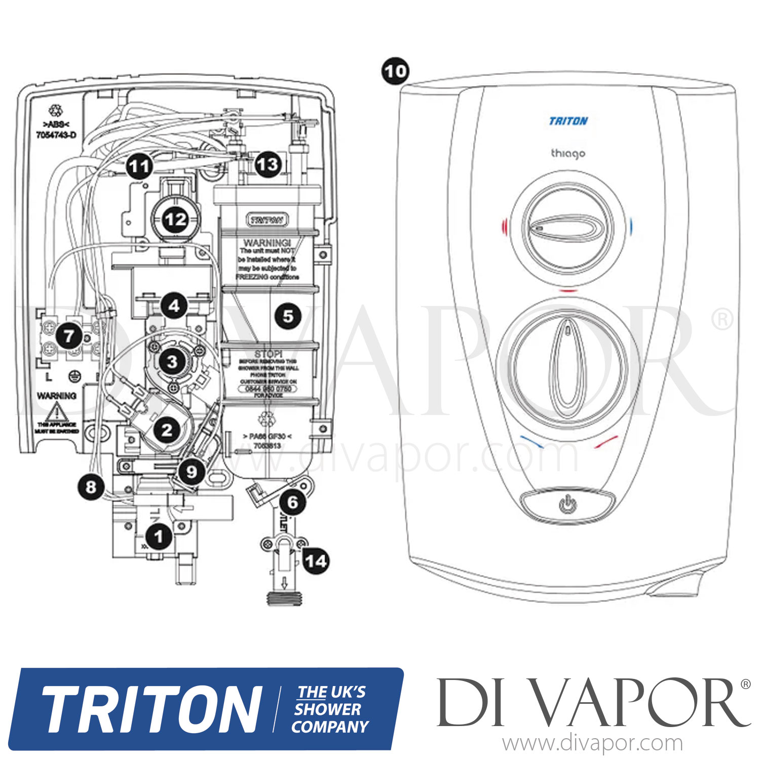 Triton Thiago Electric Shower Spare Parts TR DV 214